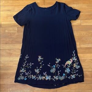 LOFT Blue A-line Mini Dress with Crew Neck